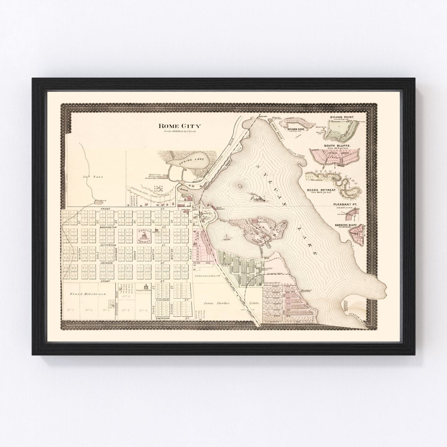 vintage map of Rome City, Indiana, 1893
