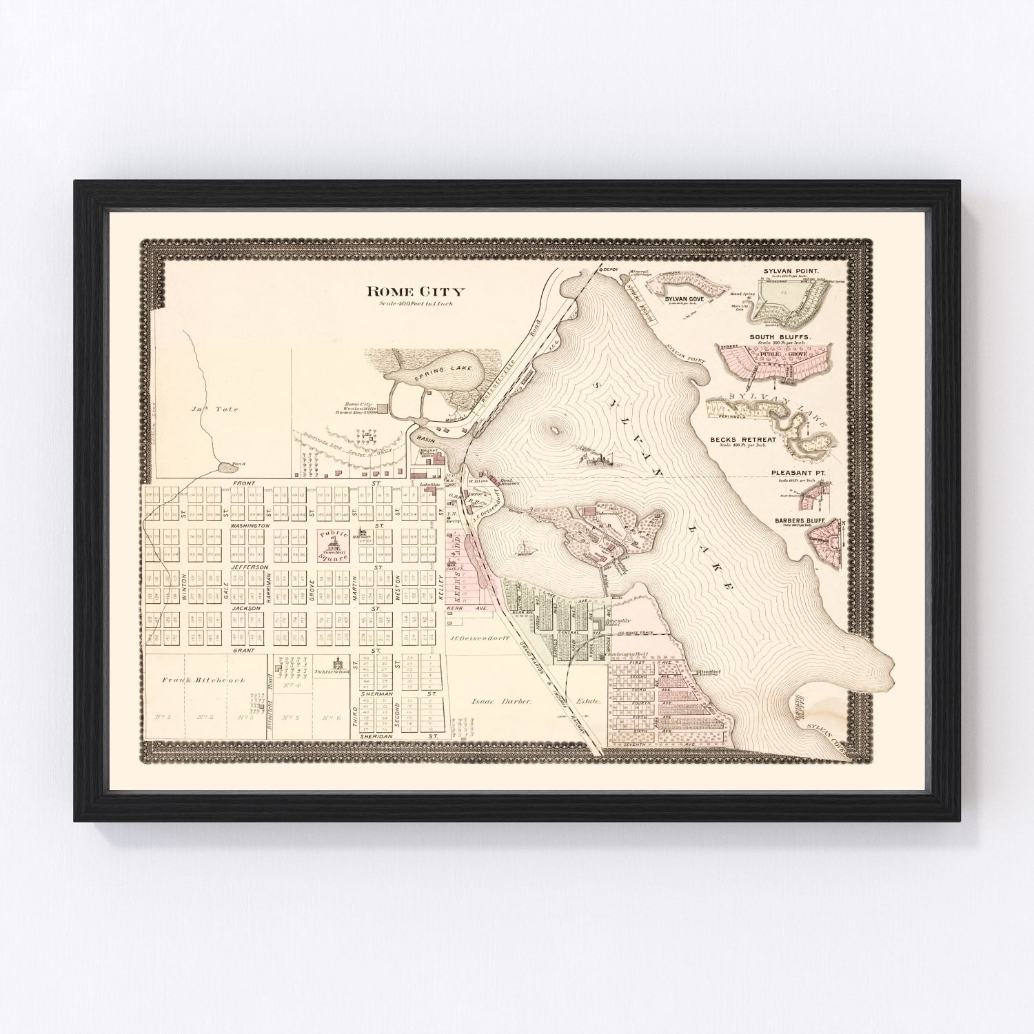 vintage map of Rome City, Indiana, 1893
