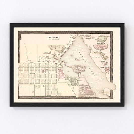 vintage map of Rome City, Indiana, 1893