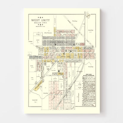 Vintage Map of West Unity, Ohio 1894