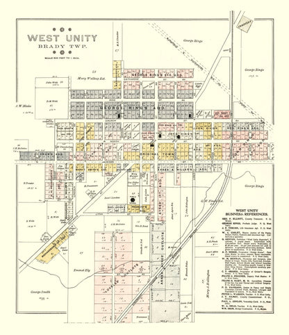 Vintage Map of West Unity, Ohio 1894