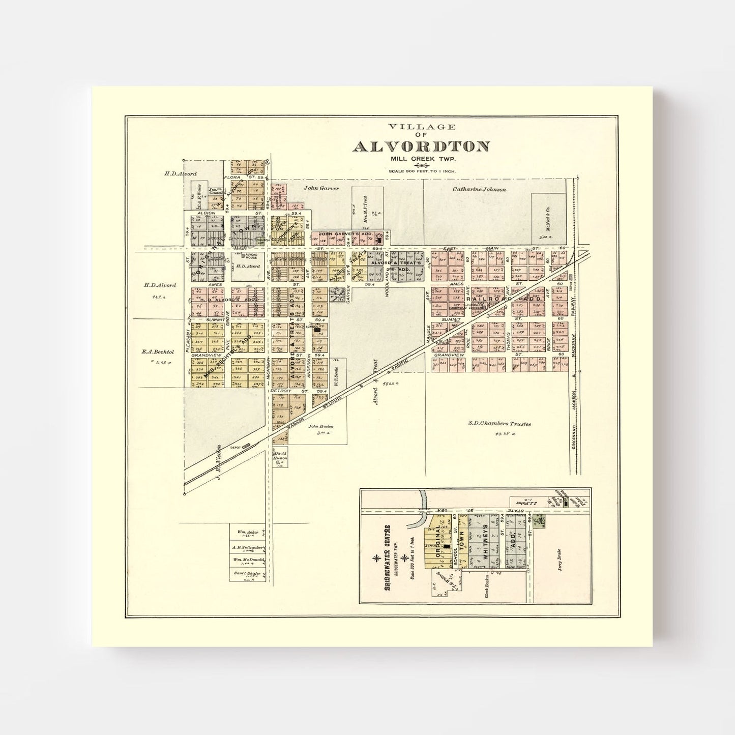 Vintage Map of Alvordton, Ohio, 1894