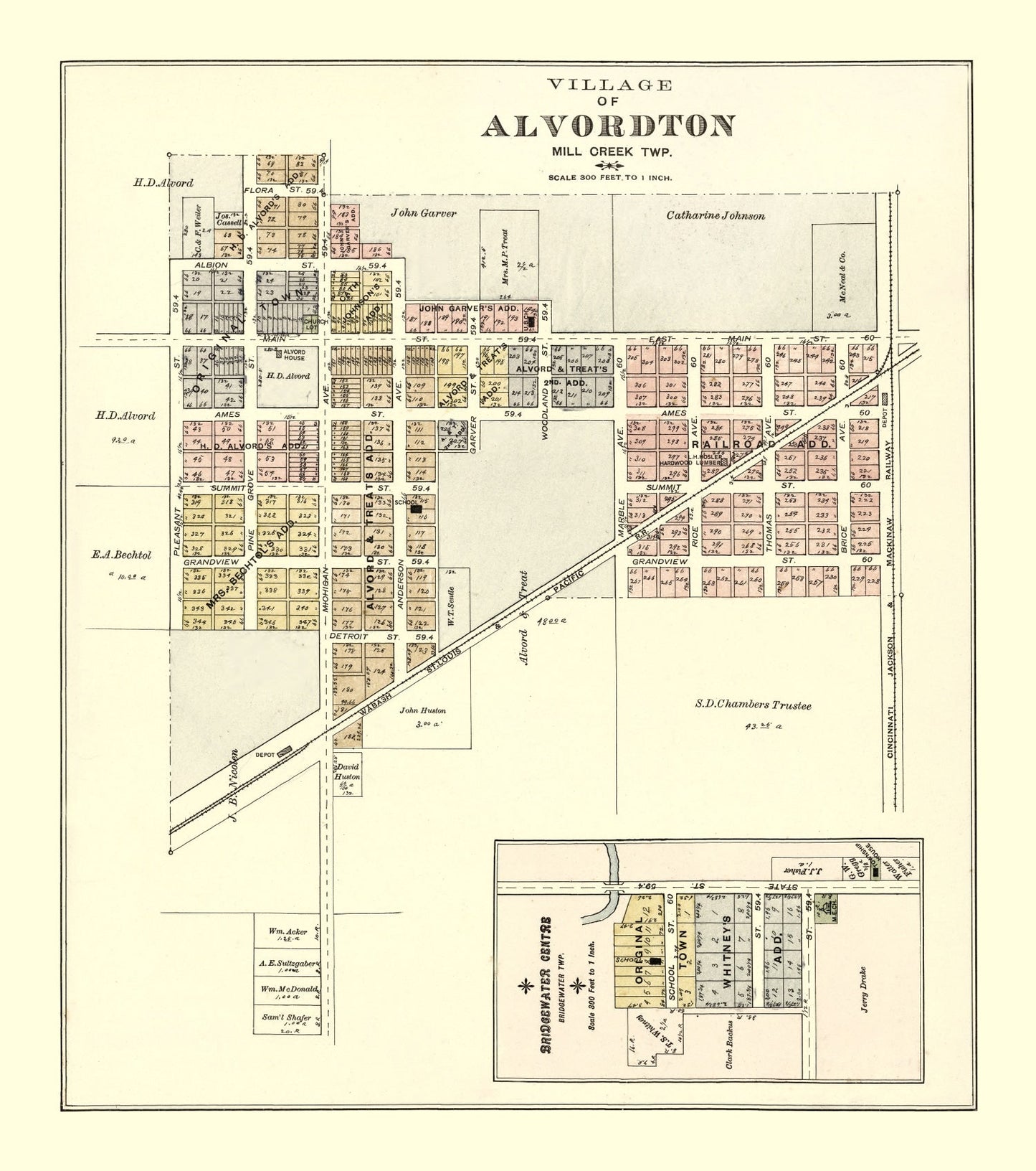 Vintage Map of Alvordton, Ohio, 1894