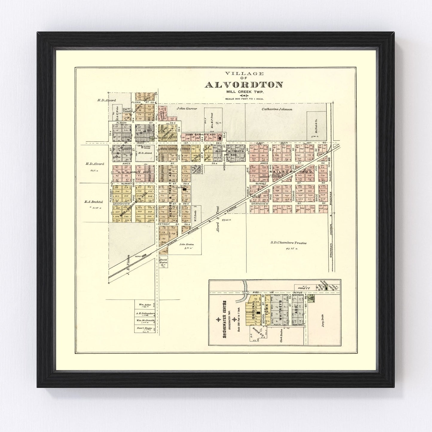 Vintage map of Alvordton, Ohio, 1894, Williams County