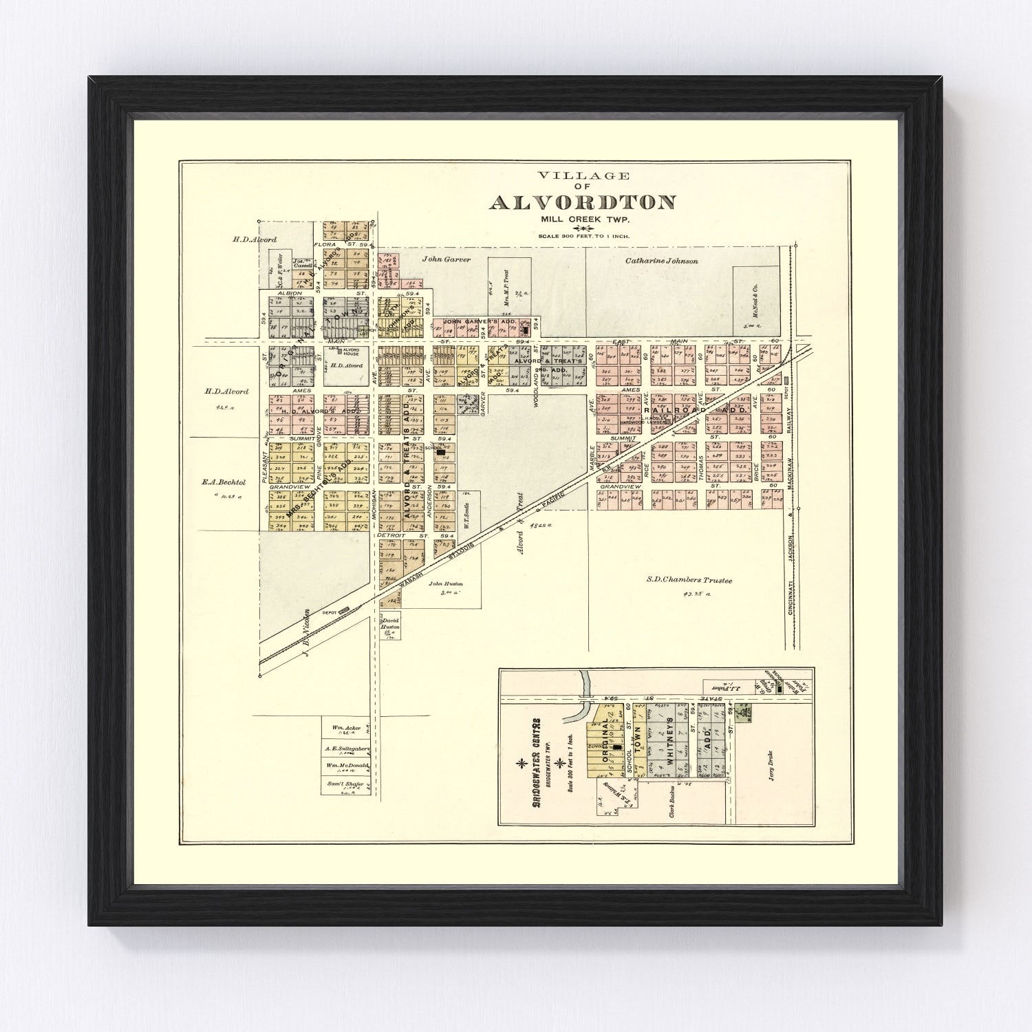 Vintage map of Alvordton, Ohio, 1894, Williams County