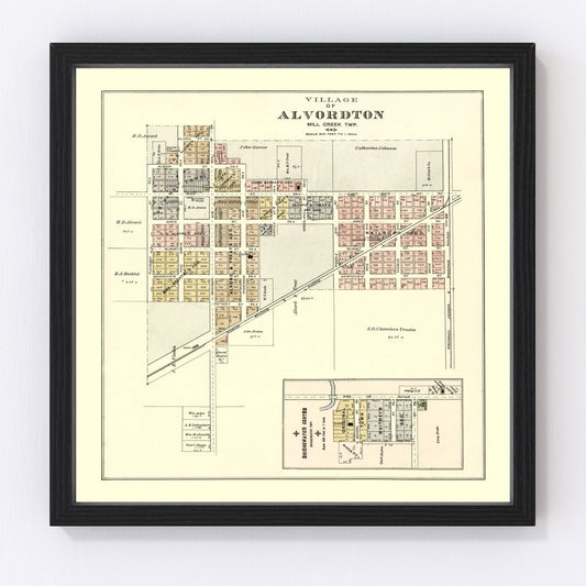 Vintage map of Alvordton, Ohio, 1894, Williams County