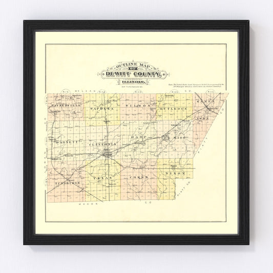 Vintage map of De Witt County, Illinois, 1894