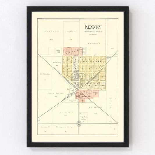 Vintage map of Kenney, Illinois, 1894