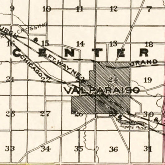 Vintage Map of Porter County, Indiana, 1895