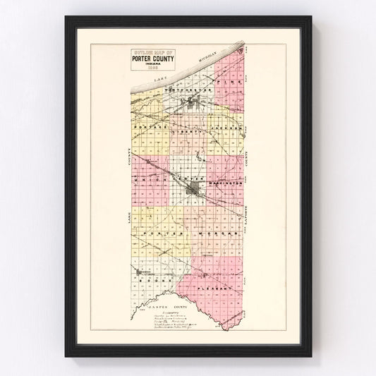 Vintage map of Porter County, Indiana, 1895