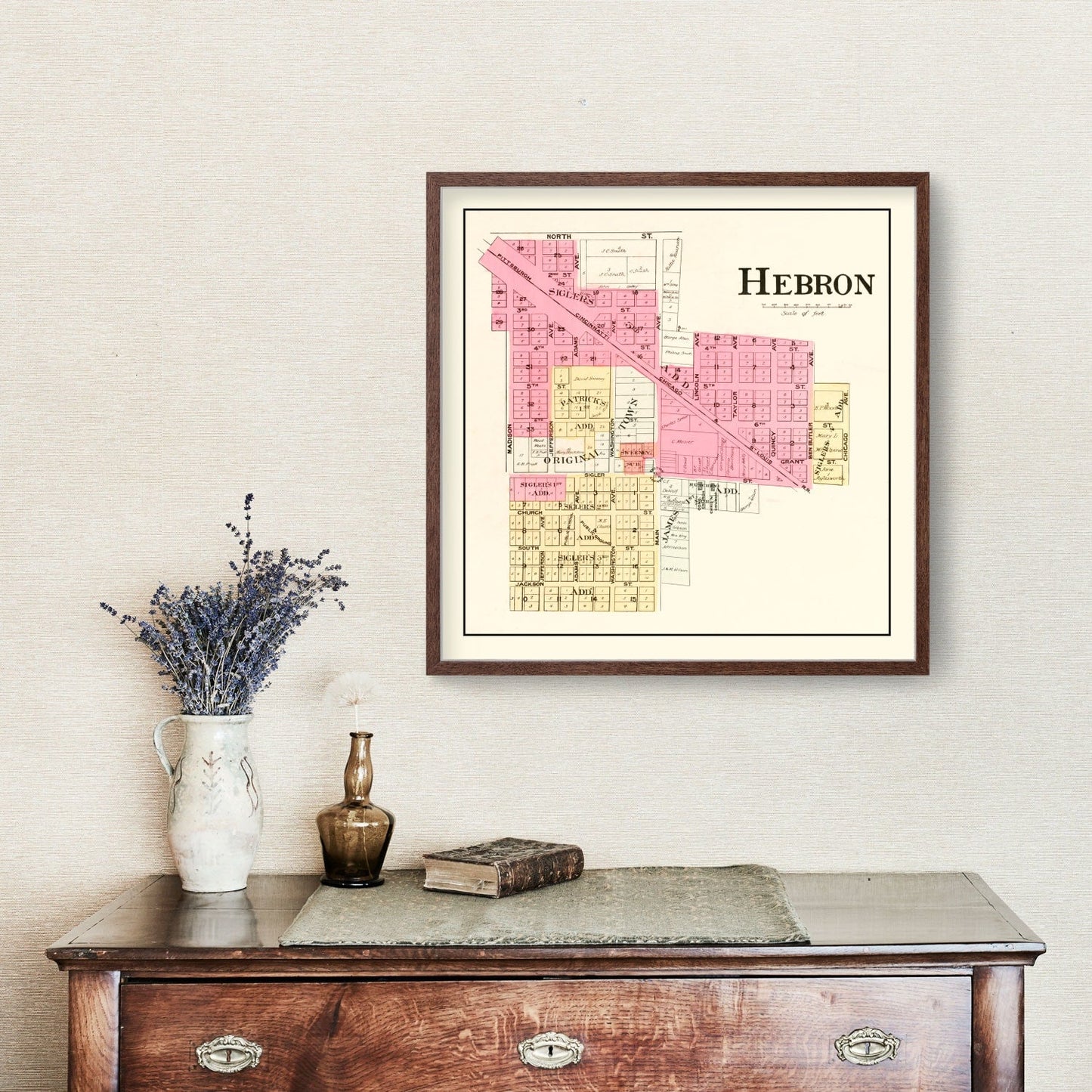 Vintage Map of Hebron, Indiana, 1895