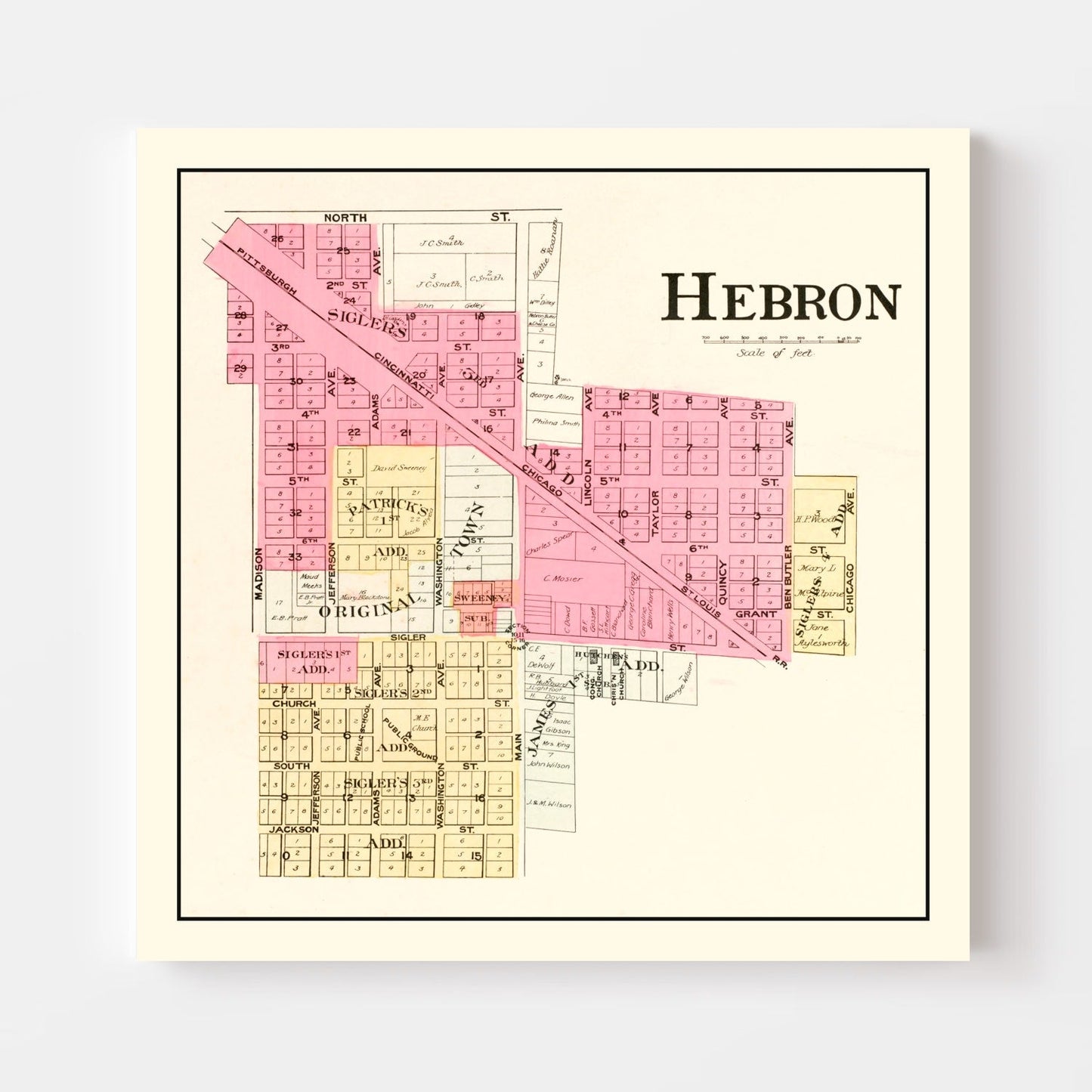 Vintage Map of Hebron, Indiana, 1895