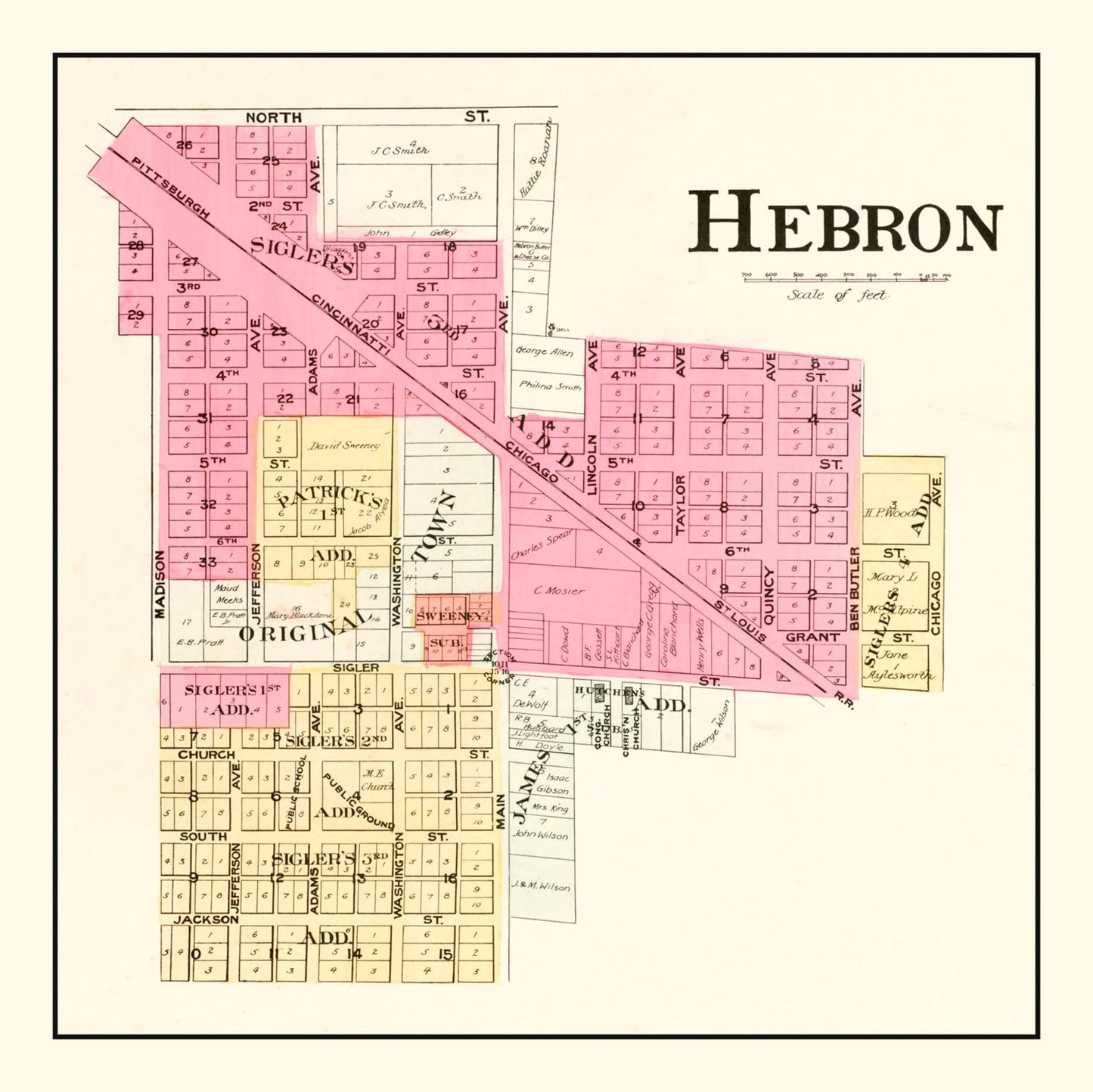 Vintage Map of Hebron, Indiana, 1895