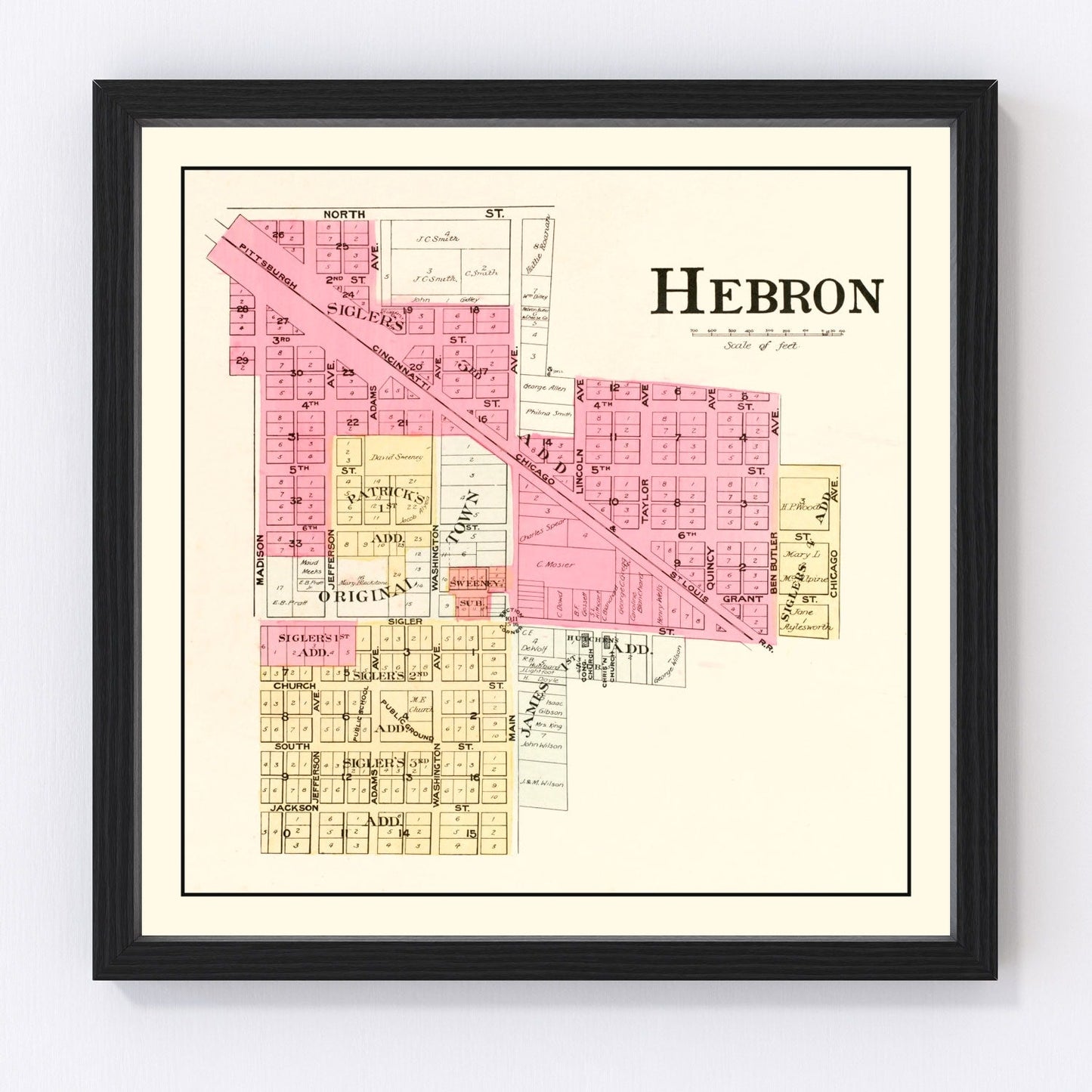 Vintage map of Hebron, Indiana, 1895