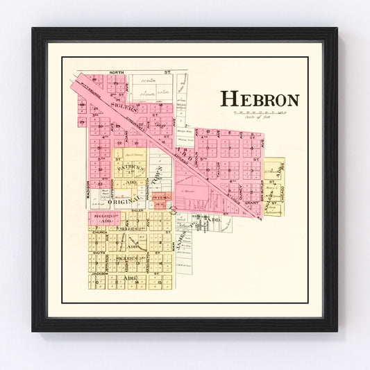 Vintage map of Hebron, Indiana, 1895