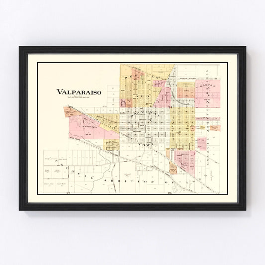 Vintage map of Valparaiso, Indiana, 1895