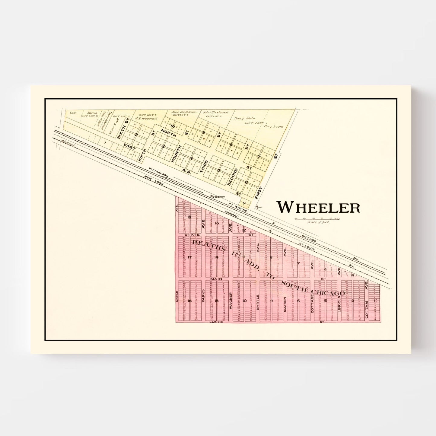 Vintage Map of Wheeler, Indiana, 1895