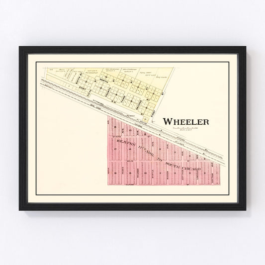 Vintage map of Wheeler, Indiana, 1895, Porter County farm community