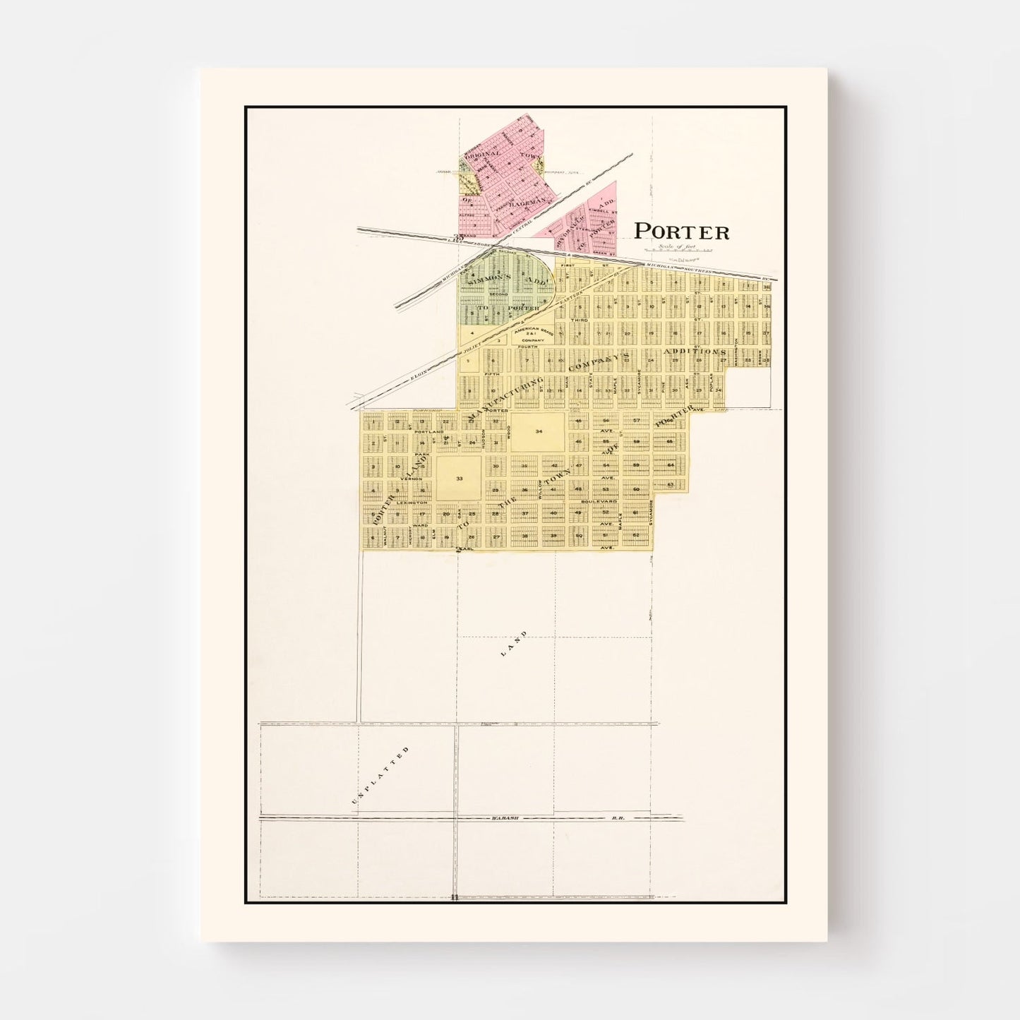Vintage Map of Porter, Indiana, 1895