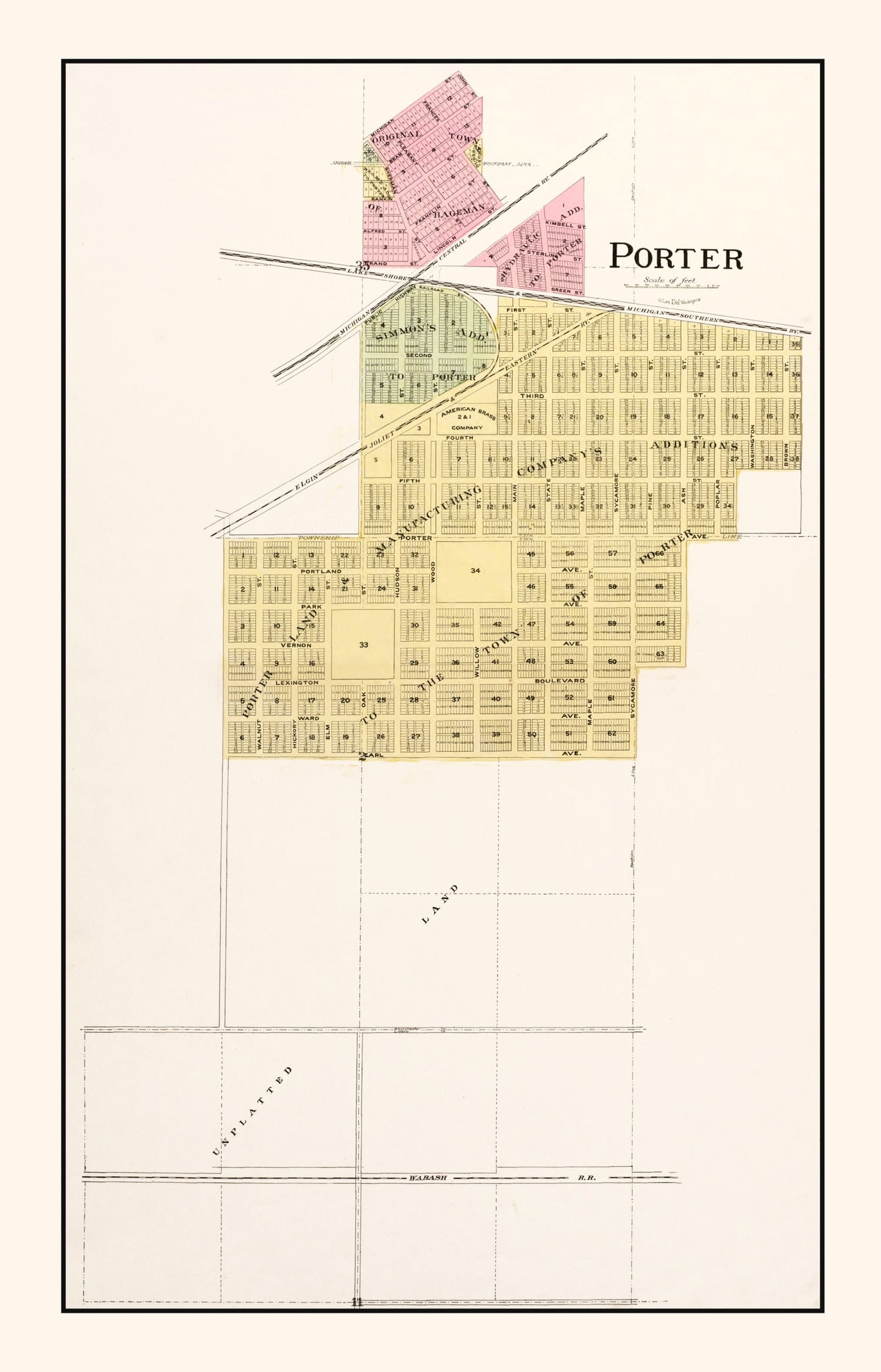 Vintage Map of Porter, Indiana, 1895