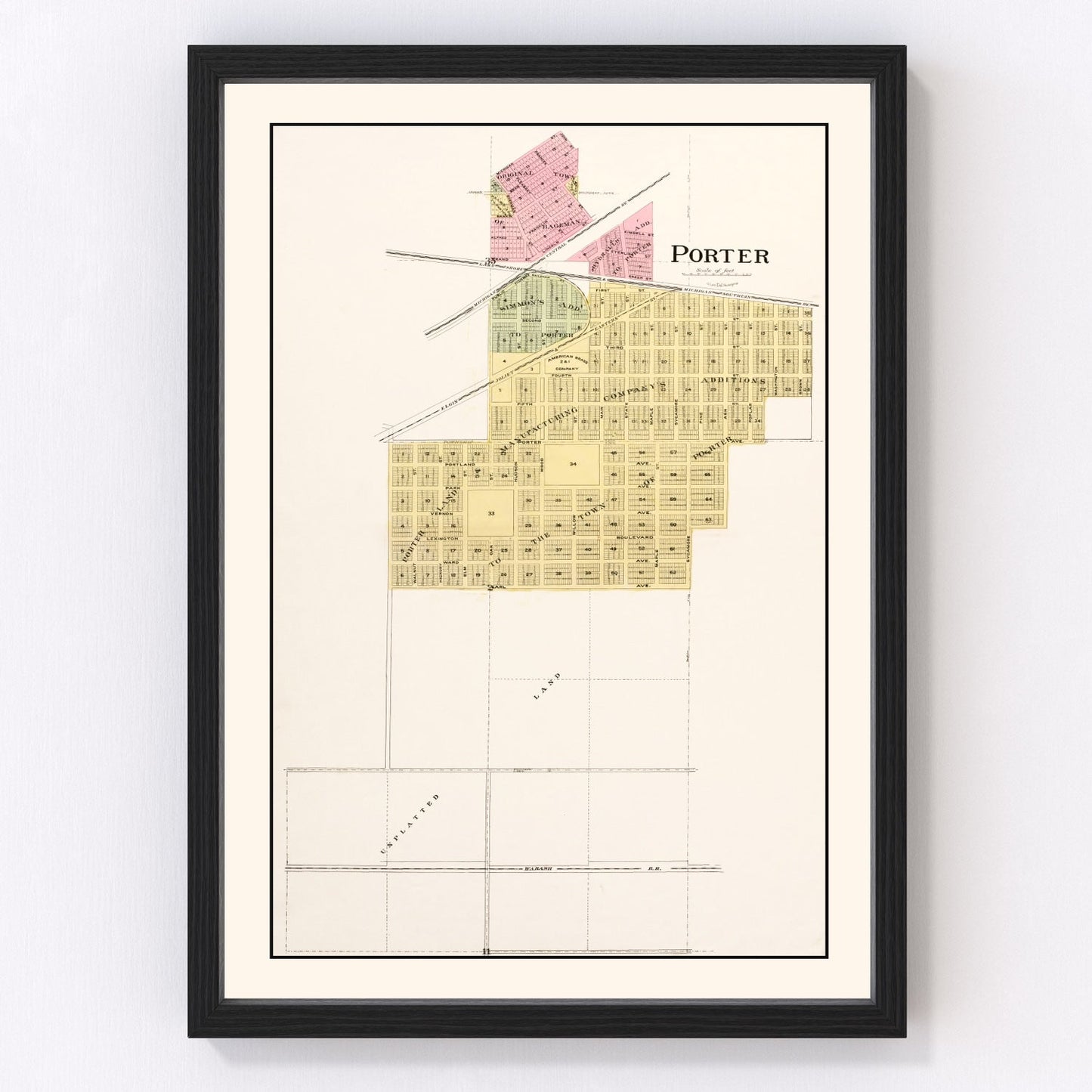 Vintage map of Porter, Indiana, 1895
