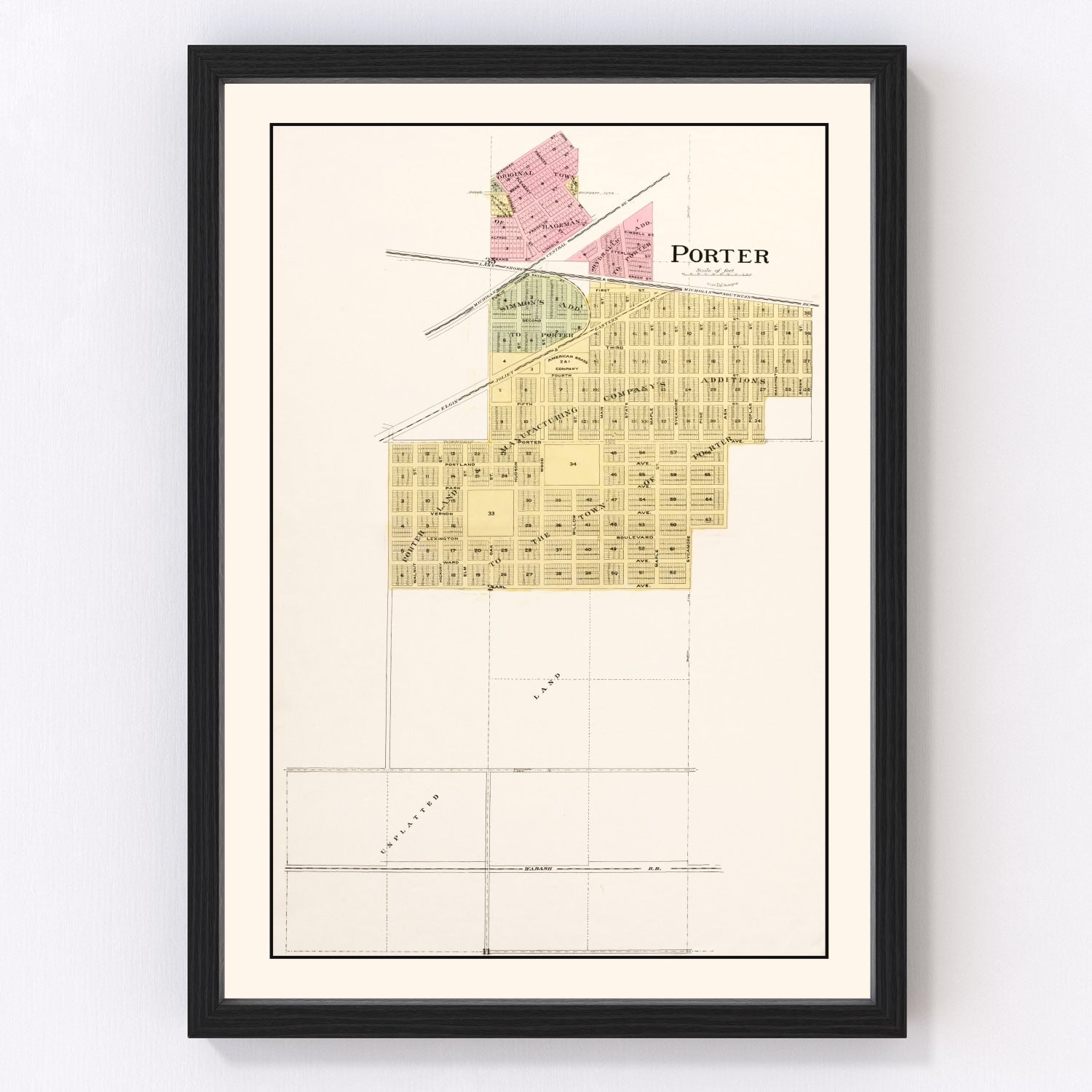 Vintage map of Porter, Indiana, 1895