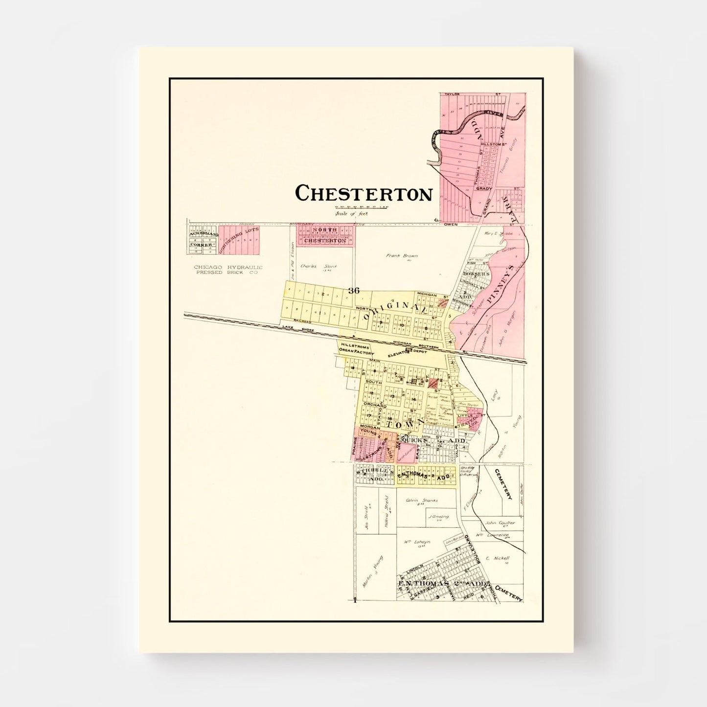 Vintage Map of Chesterton, Indiana, 1895