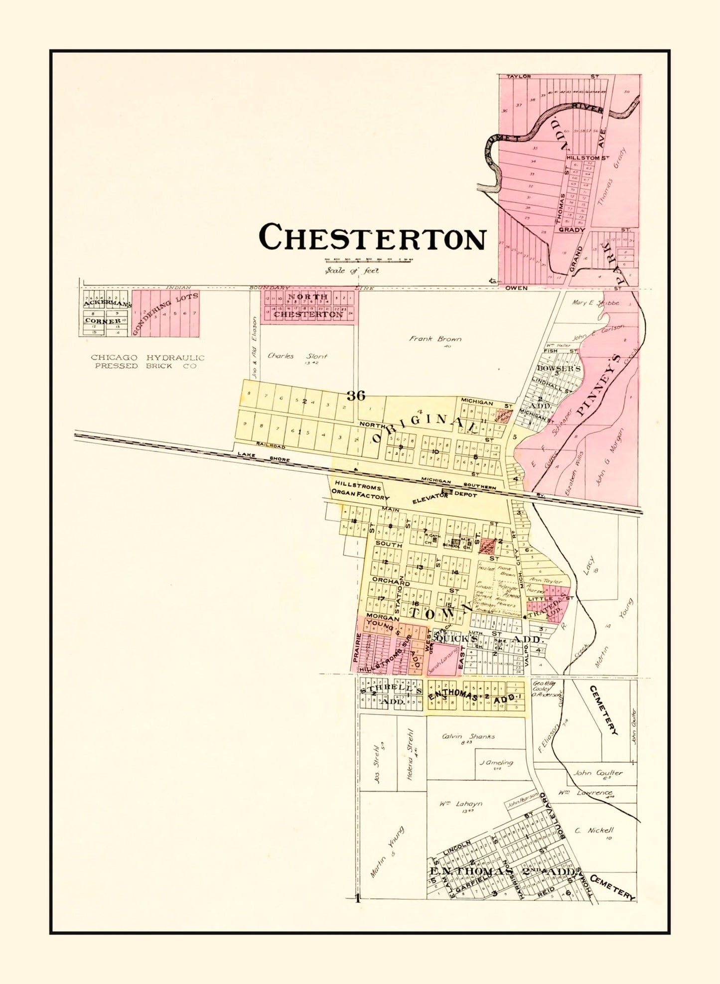 Vintage Map of Chesterton, Indiana, 1895