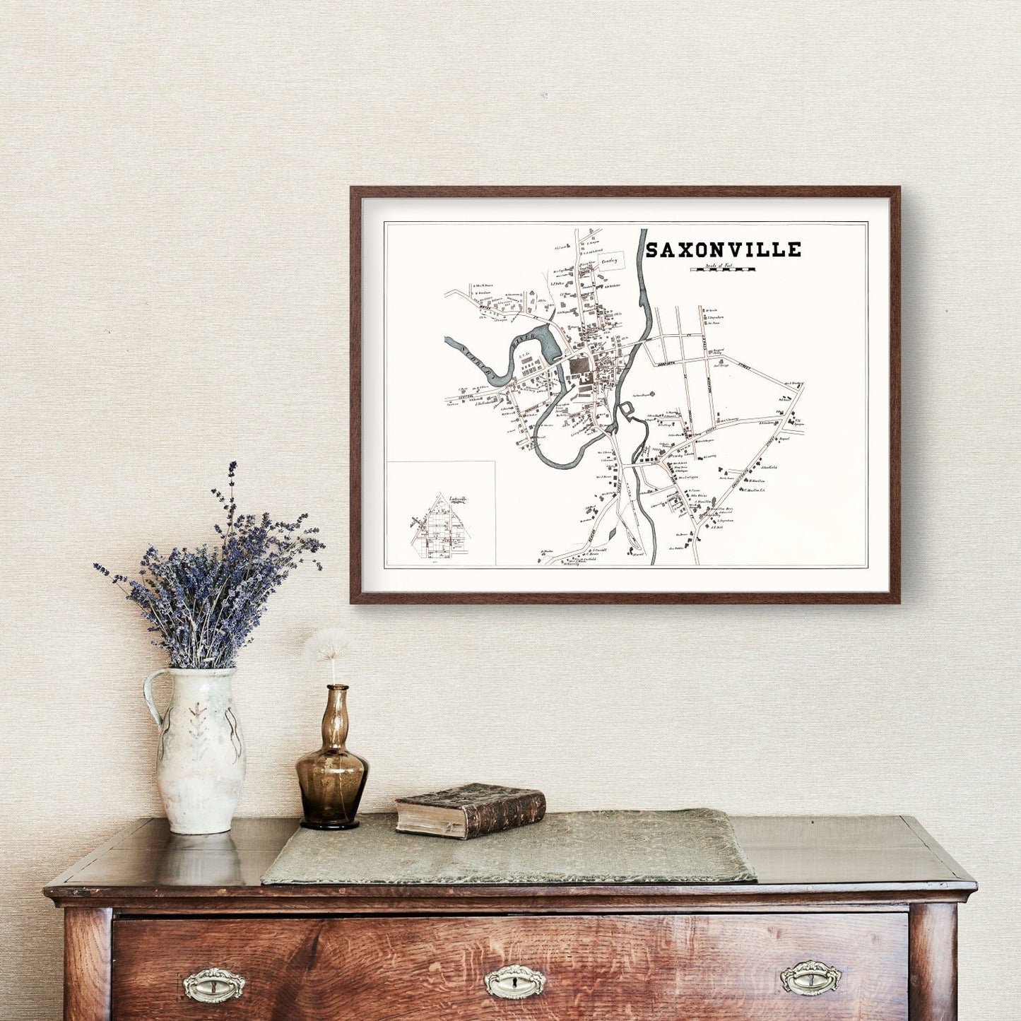 Vintage Map of Saxonville, Massachusetts, 1895