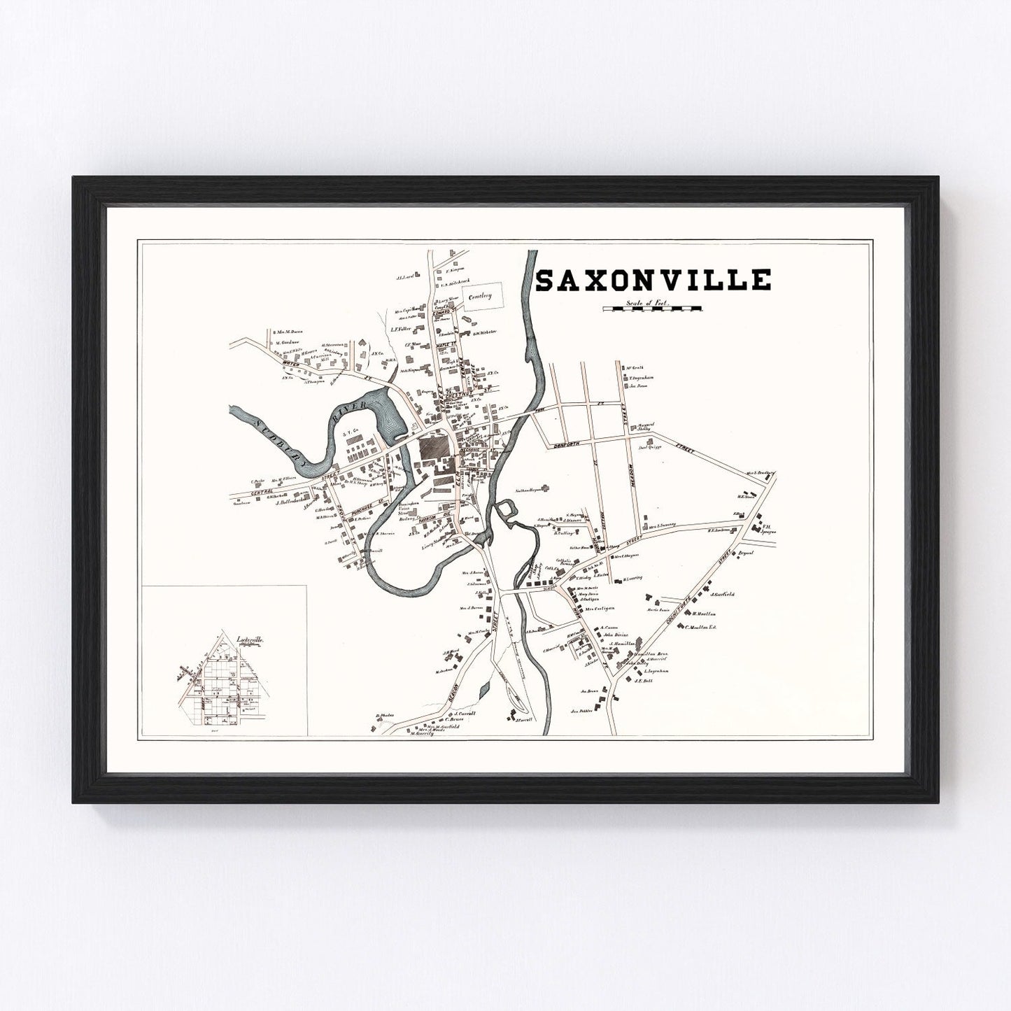 vintage map of Saxonville, Massachusetts, 1895