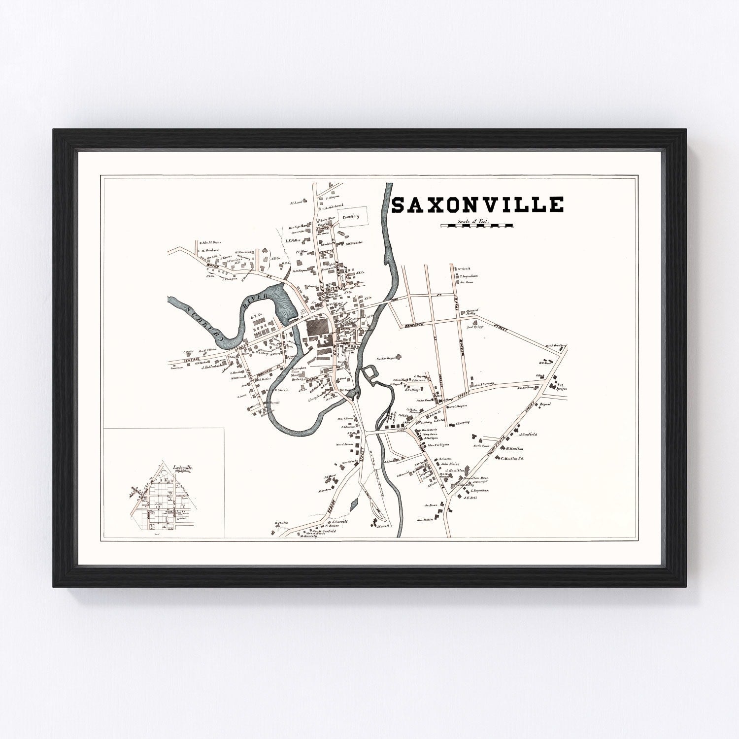 vintage map of Saxonville, Massachusetts, 1895