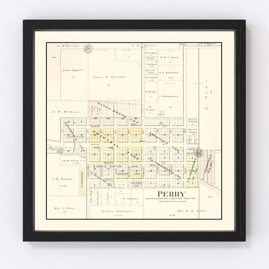 vintage map of Perry, Illinois, 1895