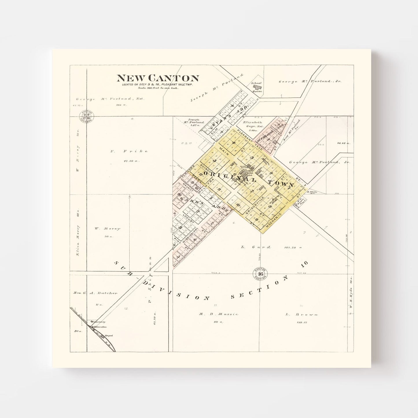 Vintage Map of New Canton, Illinois, 1895