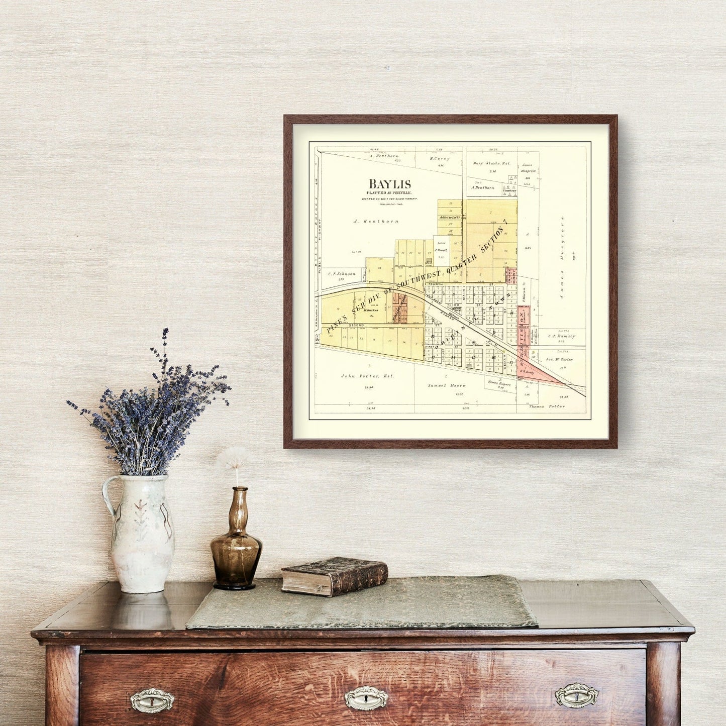 Vintage Map of Baylis, Illinois, 1895