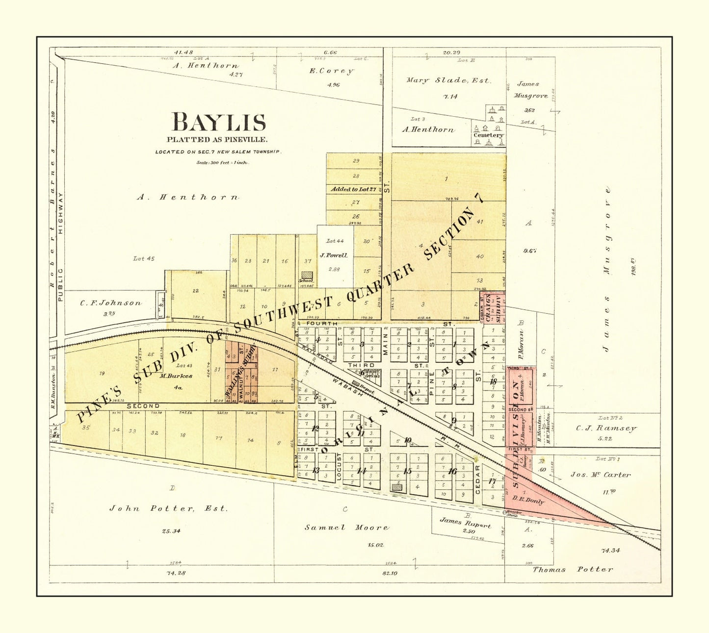 Vintage Map of Baylis, Illinois, 1895