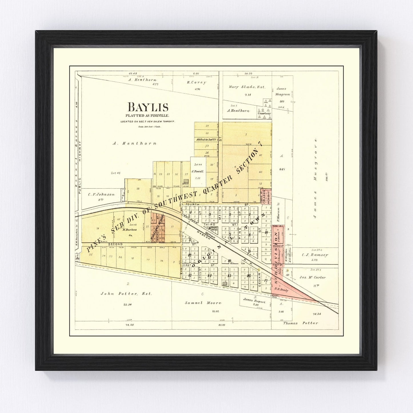 Vintage map of Baylis, Illinois, 1895