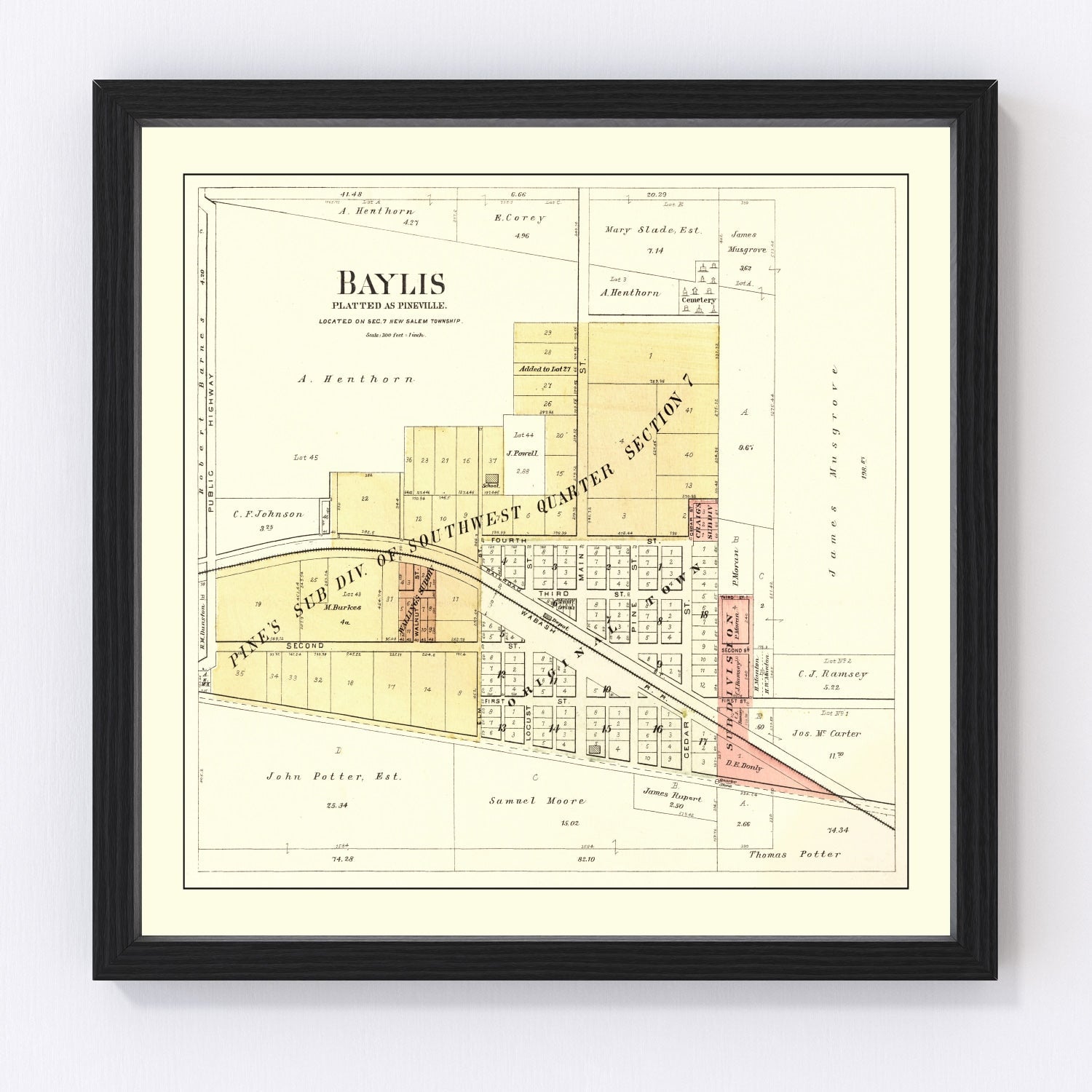Vintage map of Baylis, Illinois, 1895