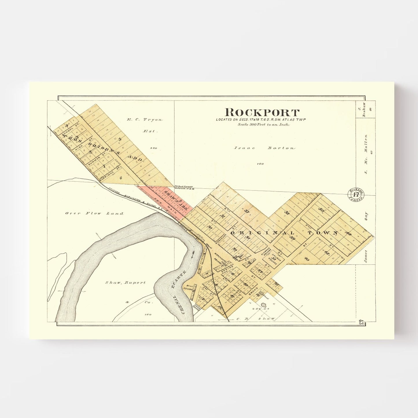 Vintage Map of Rockport, Illinois, 1895