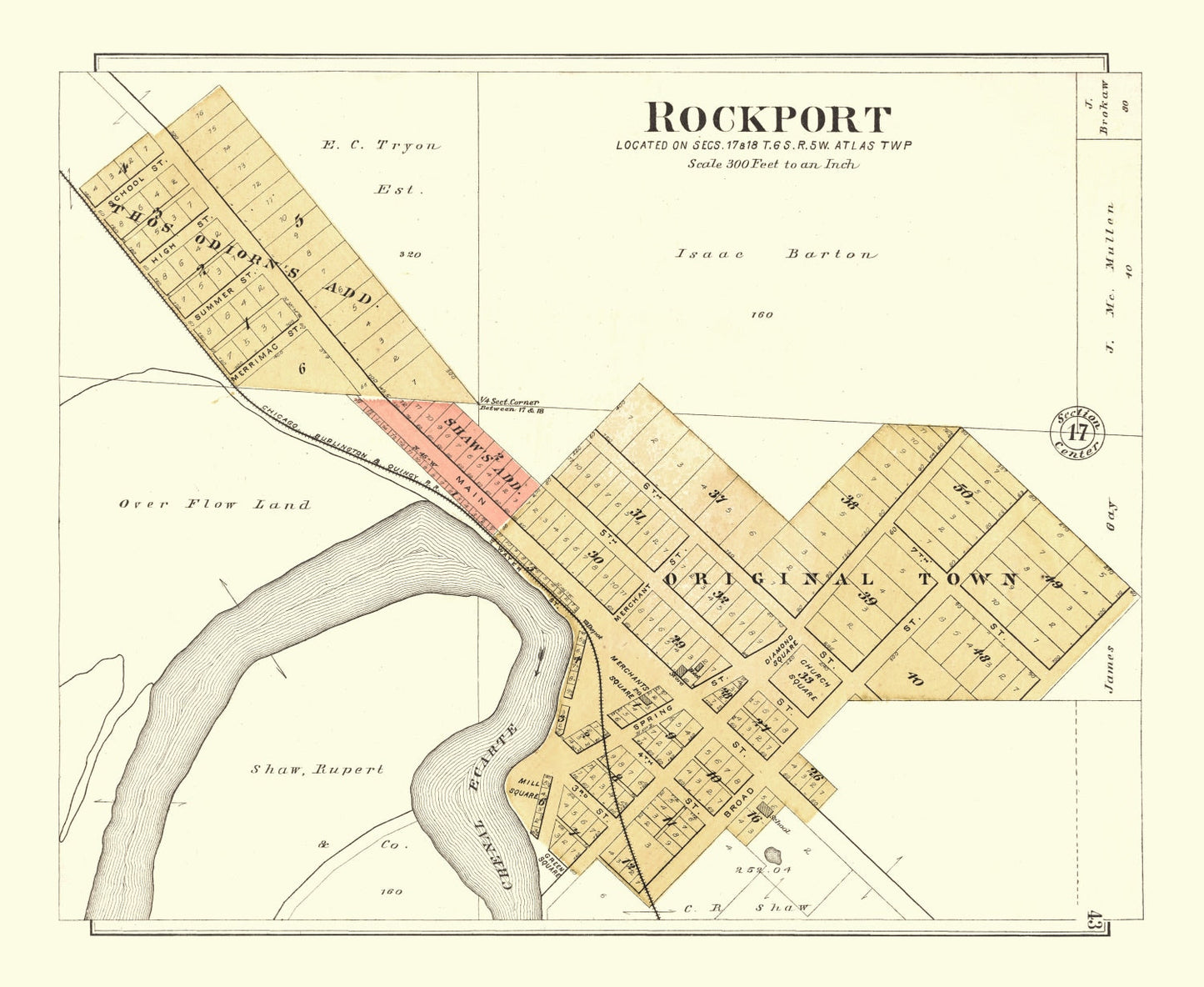 Vintage Map of Rockport, Illinois, 1895