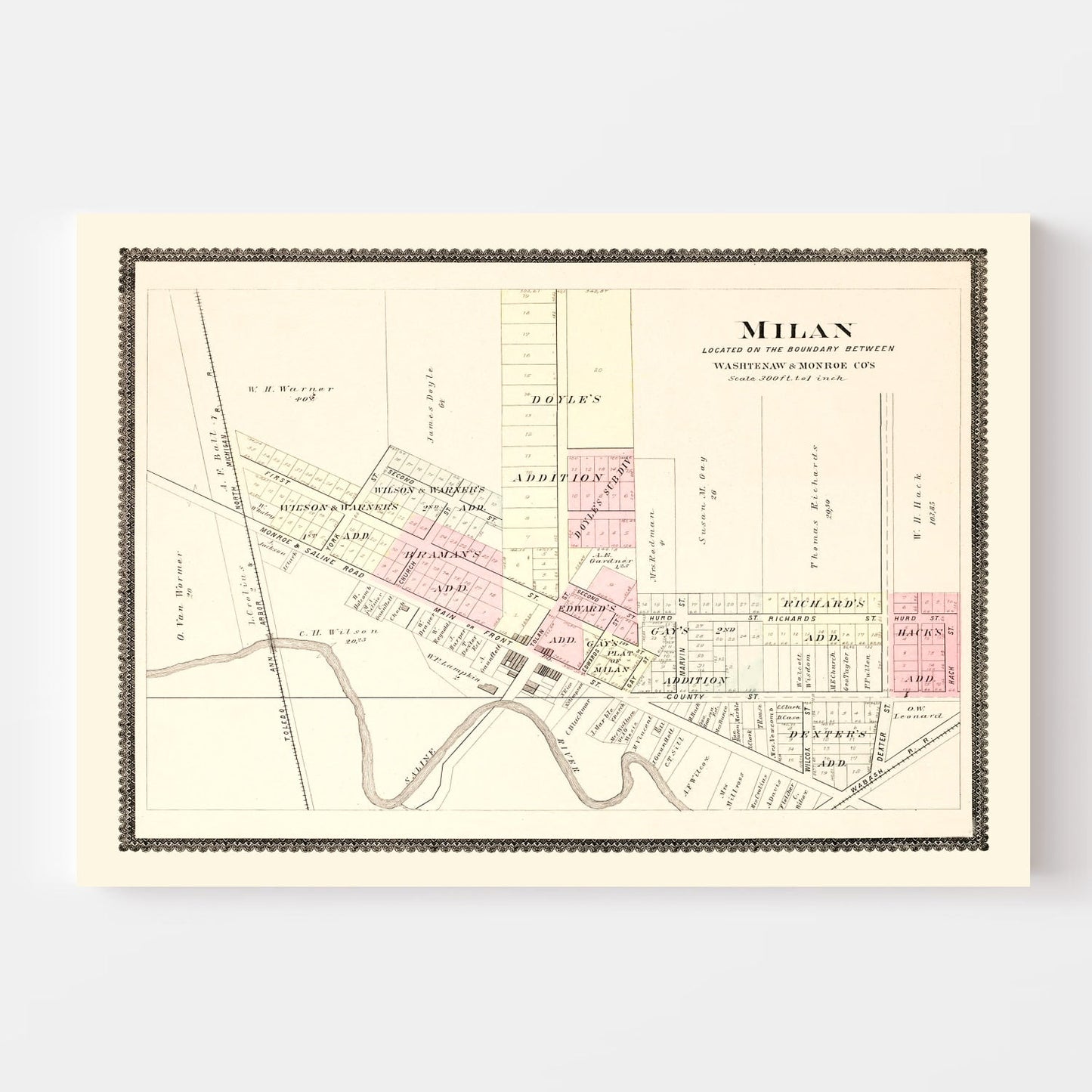 Vintage Map of Milan, Michigan, 1895