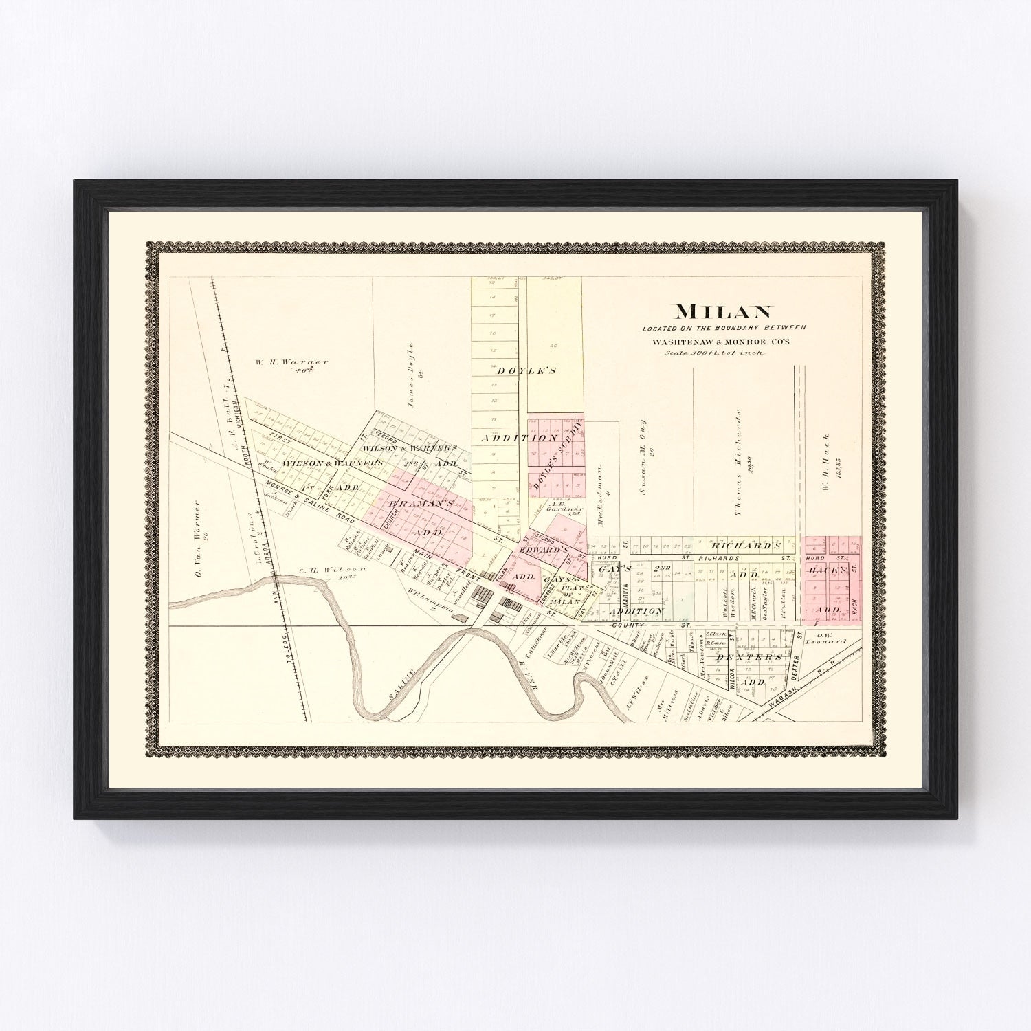 vintage map of Milan, Michigan, 1895