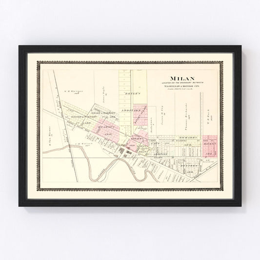 vintage map of Milan, Michigan, 1895