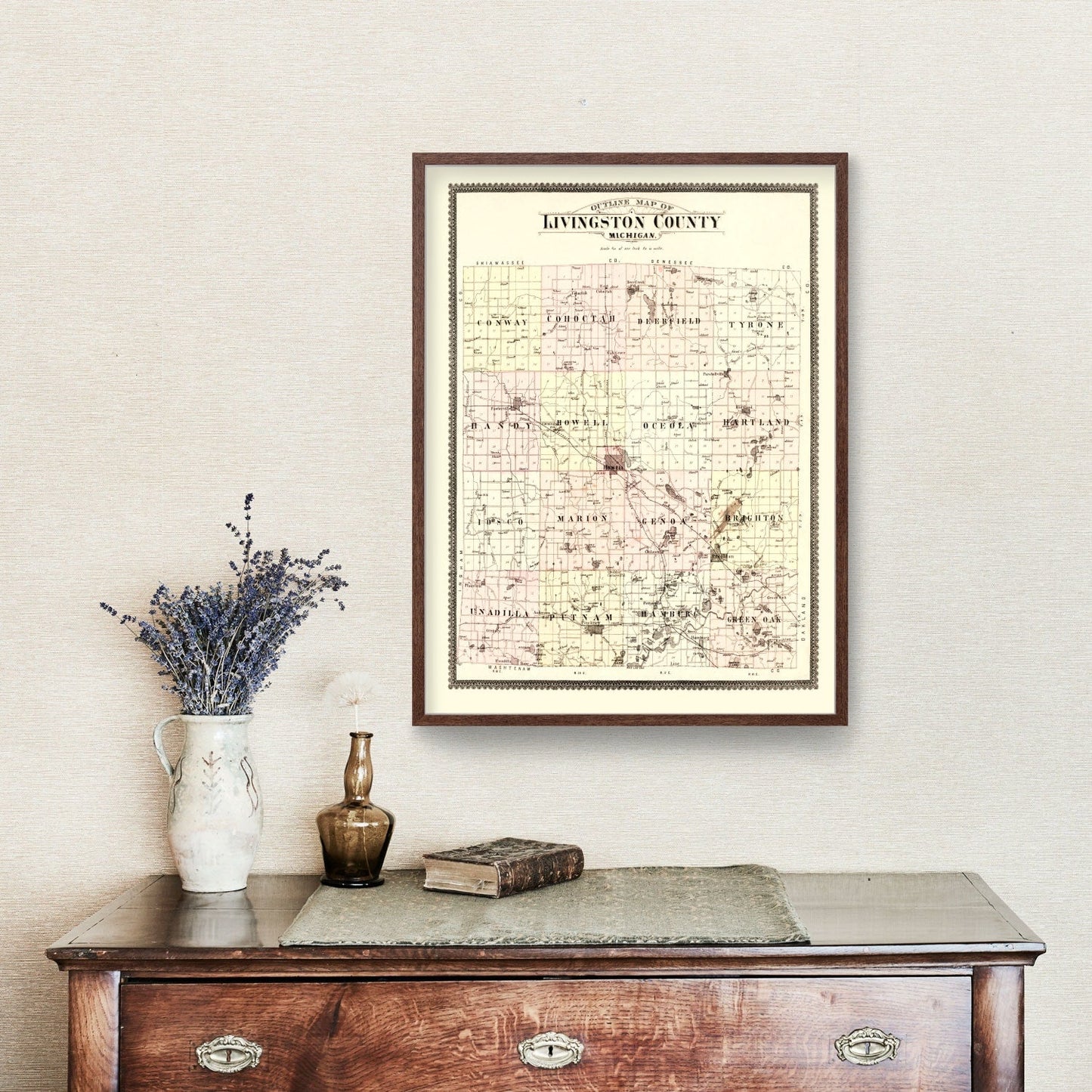 Vintage Map of Livingston County, Michigan, 1895