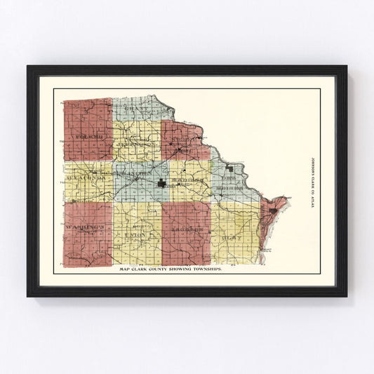 Vintage map of Clark County, Missouri, 1896