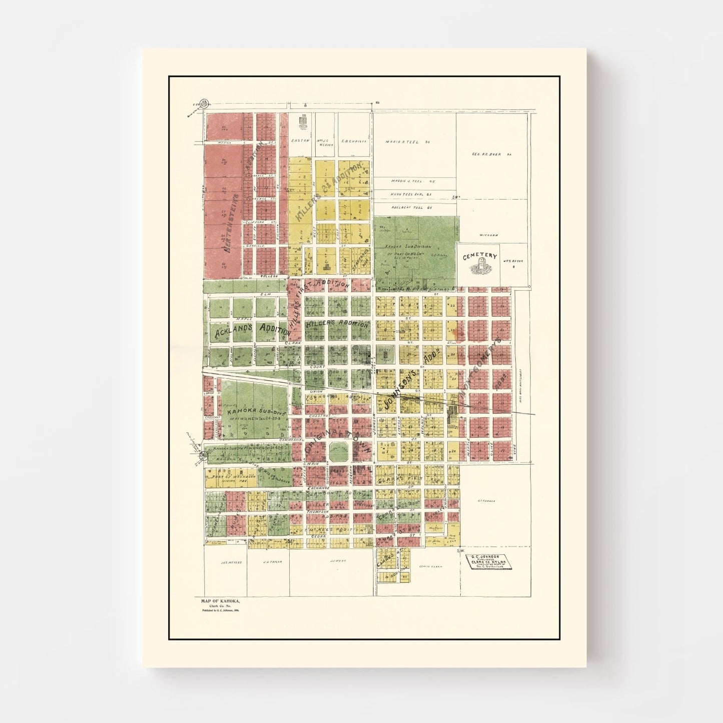 Vintage Map of Kahoka, Missouri, 1896