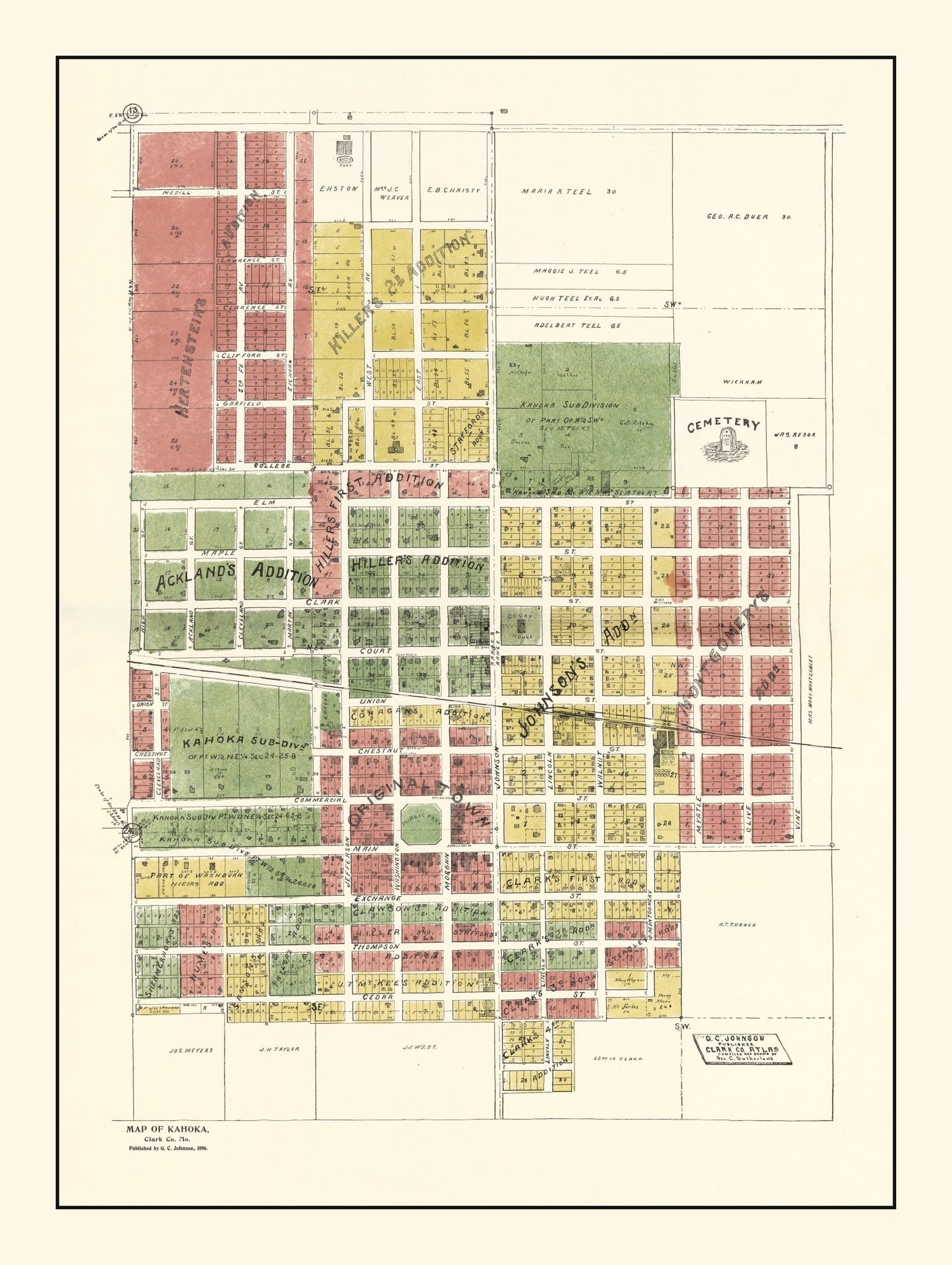 Vintage Map of Kahoka, Missouri, 1896