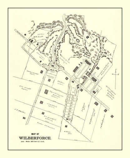 Vintage Map of Wilberforce, Ohio, 1896