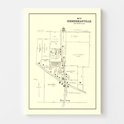 Vintage Map of Zimmermanville, Ohio, 1896