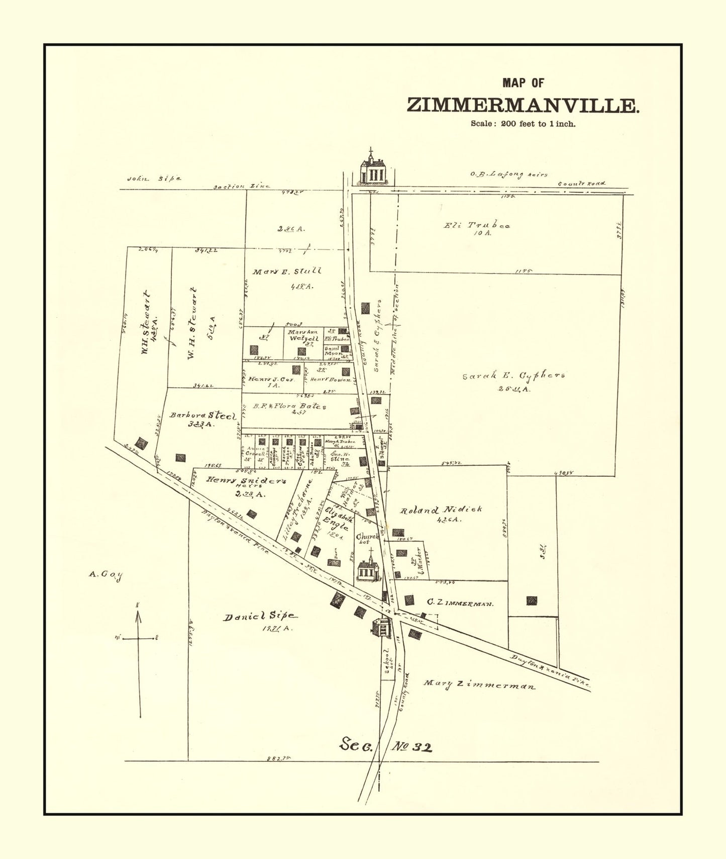 Vintage Map of Zimmermanville, Ohio, 1896