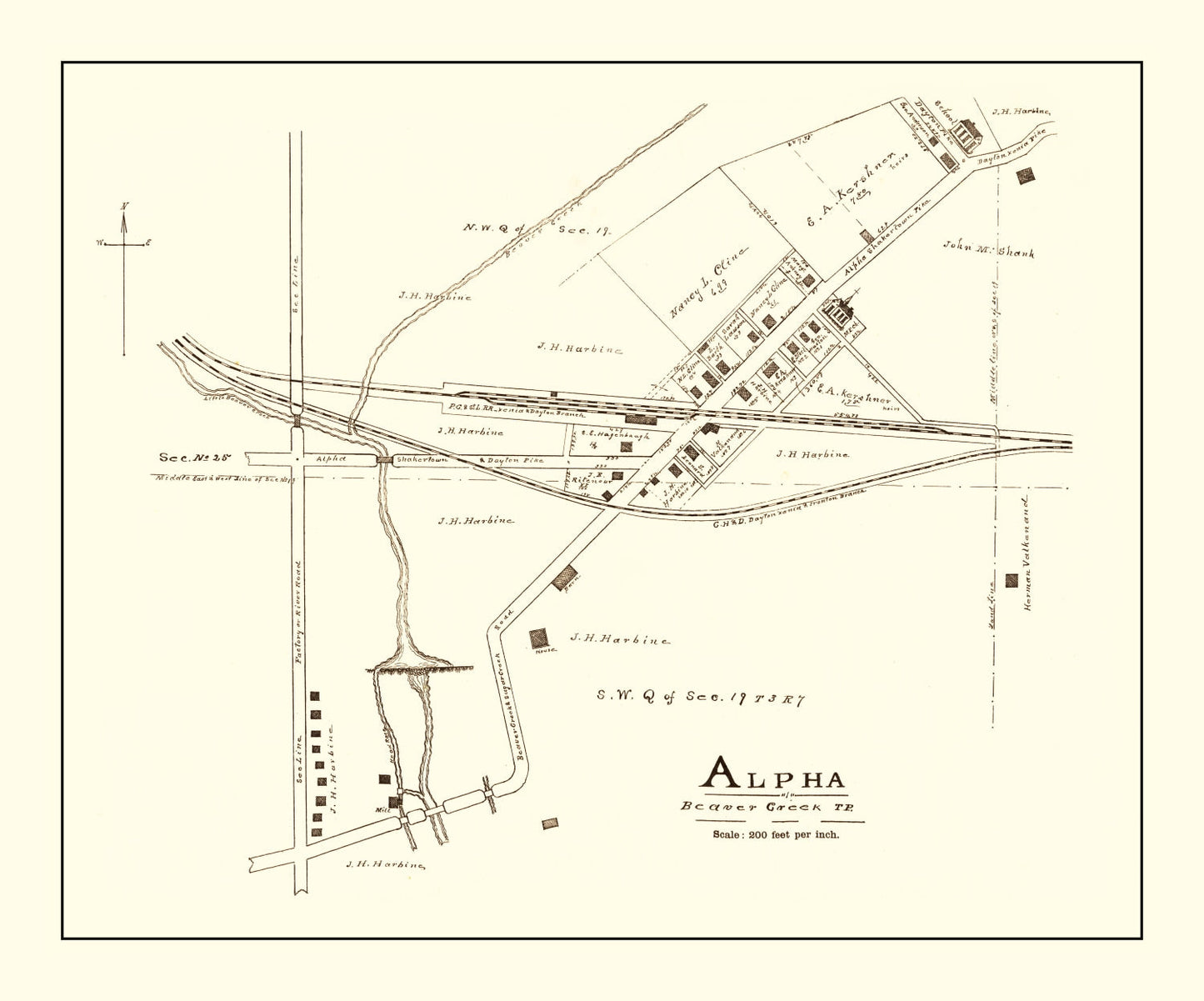 Vintage Map of Alpha, Ohio, 1896